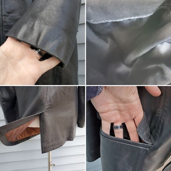 Lone Pine Buttery Soft Black Lambskin Leather One Button Blazer Jacket Coat 40 - Picture 5 of 9